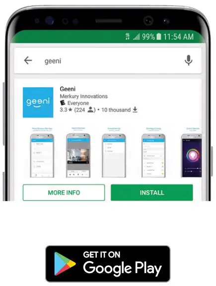 geeni 0844702089709 Smart Wi-Fi Dimmer Light Switch User Guide - Google Play Store Logo