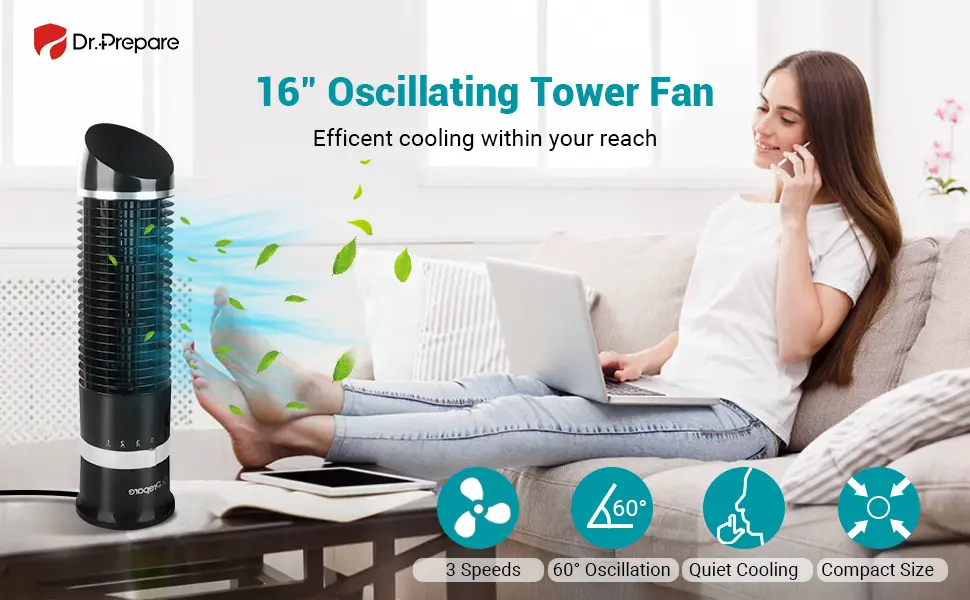 Dr Prepare Ddf-0bkdf8 16 Inch Oscillating Tower Fan User Guide