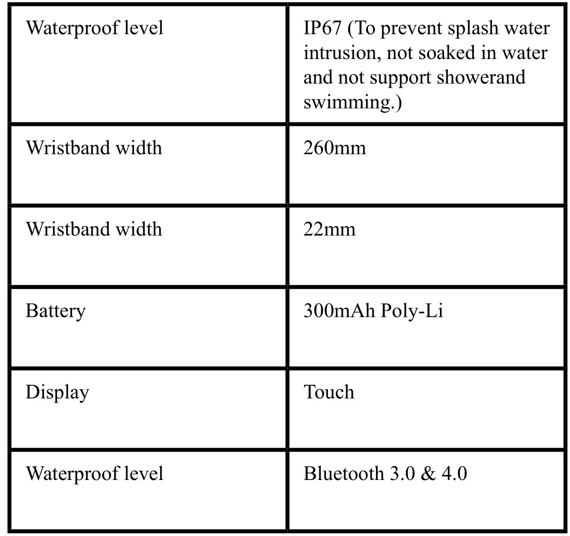 DAS-4 SL20 Smartwatch - Specificaiton