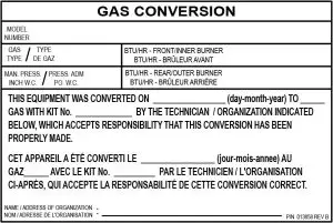 HESTAN AGBCK-NG AGBCK-LP GAS Conversion Kit - LABEL