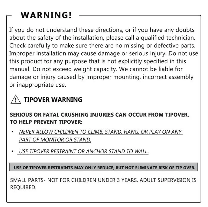 Wali Single Monitor Desk Stand - Warning