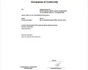 Declaration of Conformity A