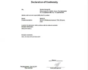 Declaration of Conformity B