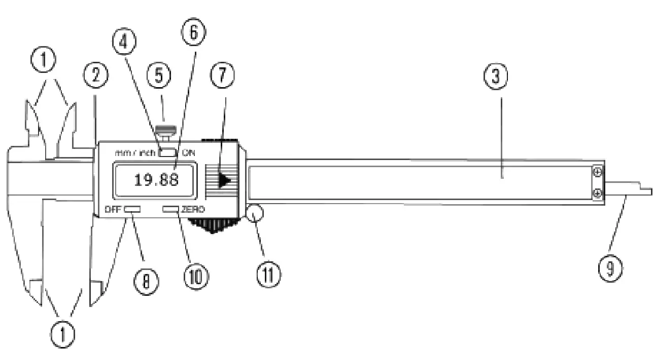 MEEC TOOLS 012227 0 150mm Digital Vernier Callipers - diagram