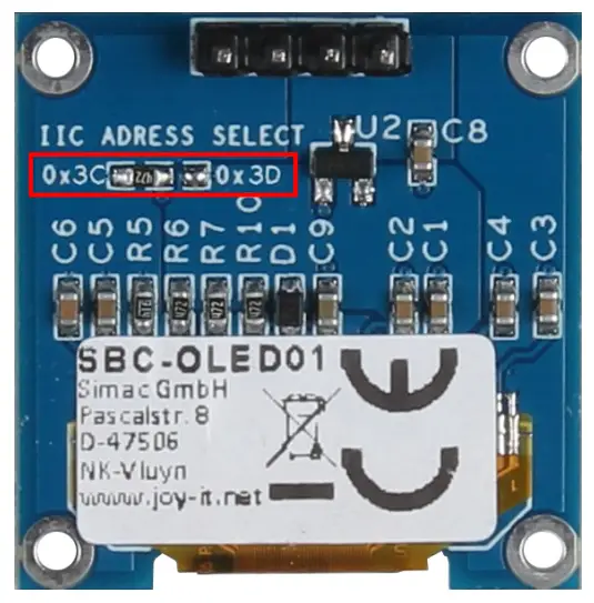 JOY iT SBC OLED01 OLED Display 128x64 Module - Fig