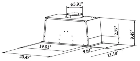 CIARRA CAS52913E Small Range Hood Insert with Push Button Control - Voltage