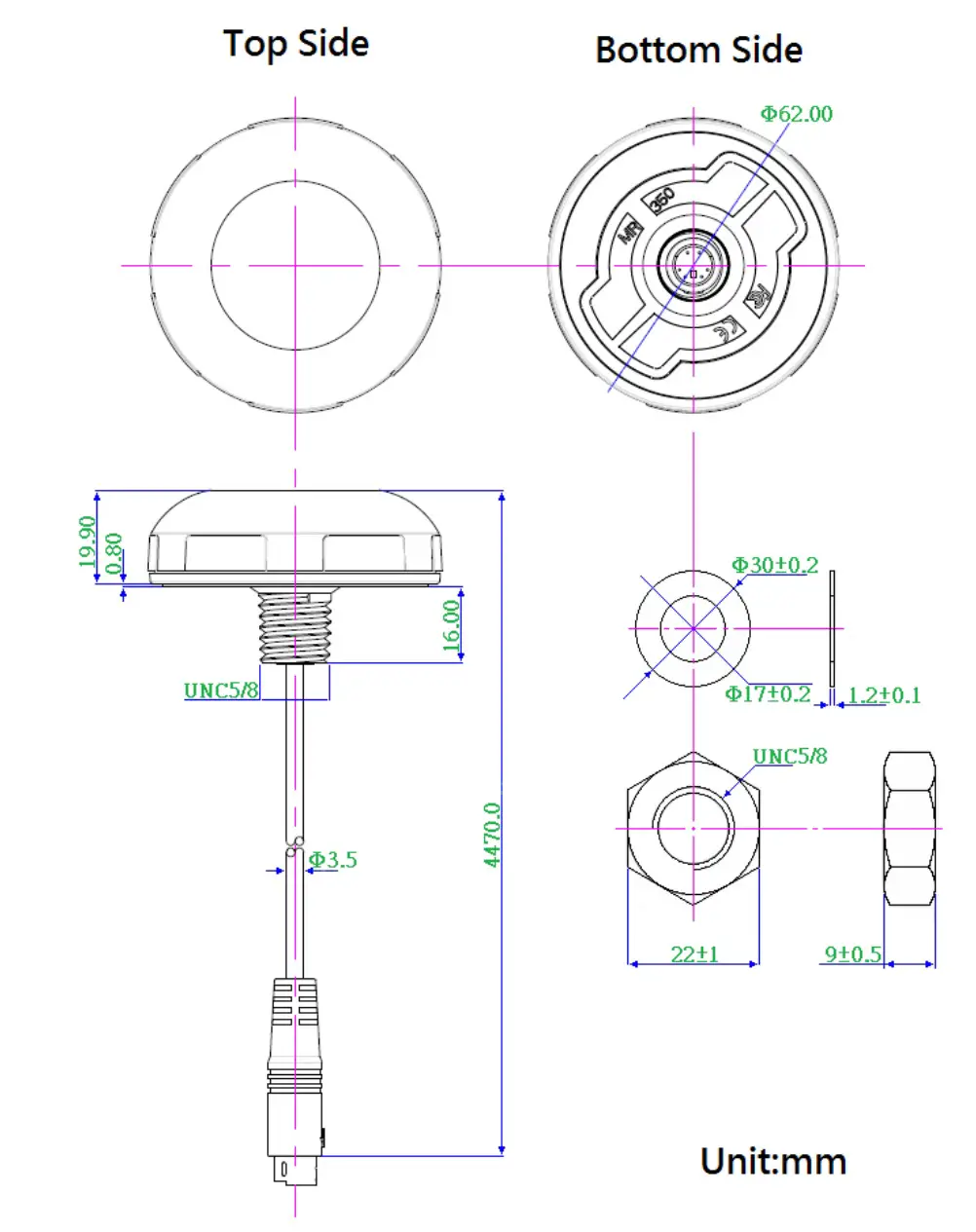 Globalsat MR-350N GPS Receiver - Dimensions
