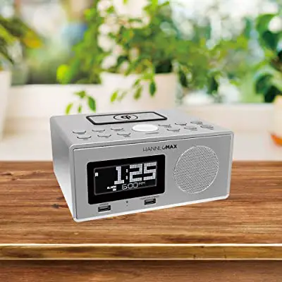 Hannlomax Alarm Clock Radio With Wireless Qi Charger User Guide
