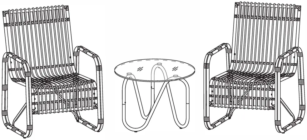 COSTWAY HW64404 3 Pcs Wicker Set