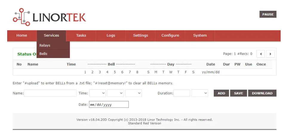 LINORTEK Netbell-NTG Networked Tone or Message Generator or Controller - Scheduling Audio Playback