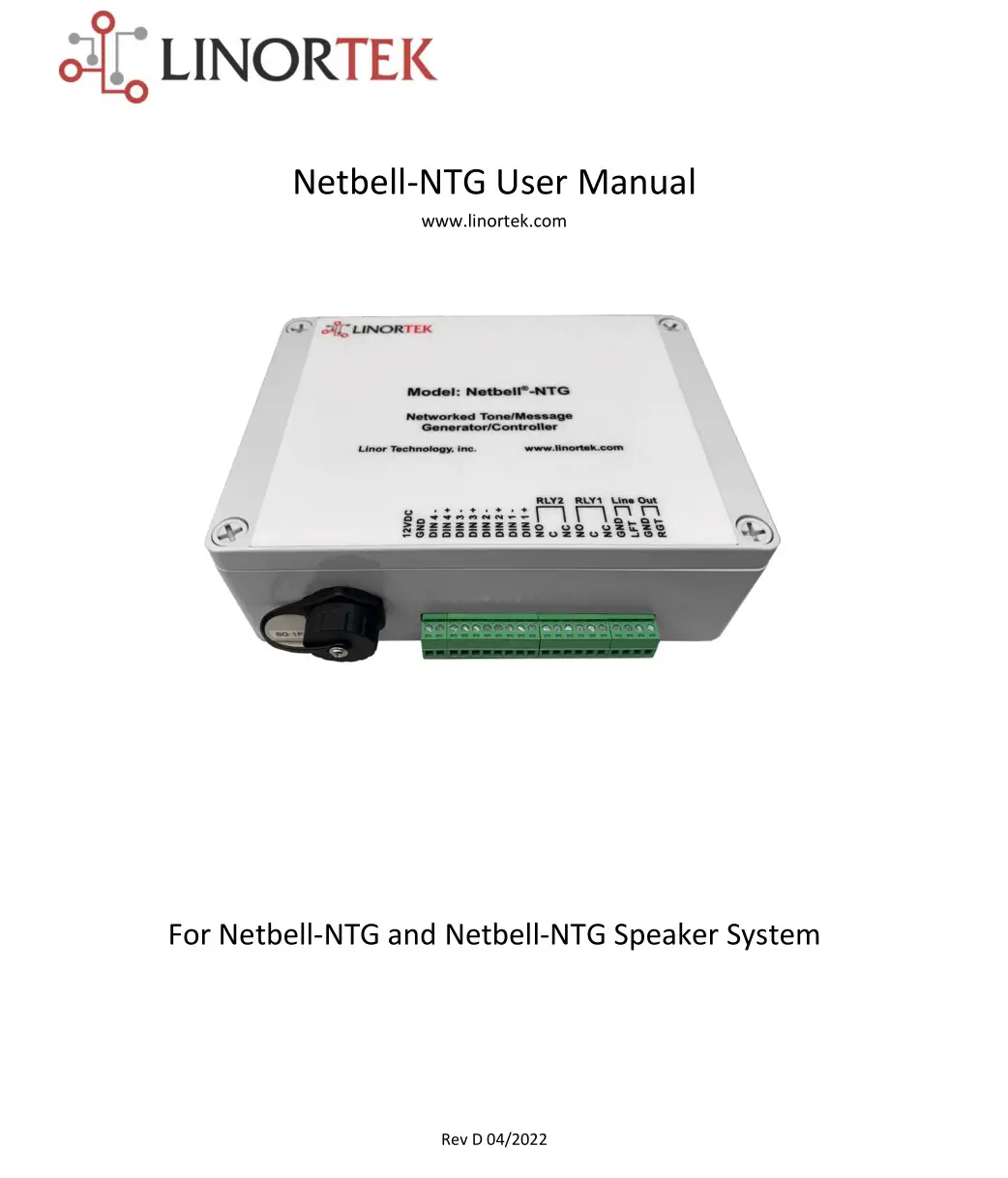 LINORTEK Netbell-NTG Networked Tone or Message Generator or Controller User Manual