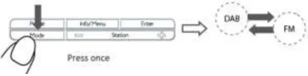 Lenco CR 620 DAB+ FM Clock Radio with Color Display - Mode Change