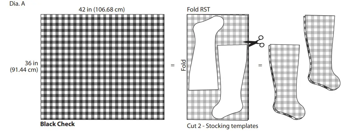 Fabric Editions Stocking Template - Cutting