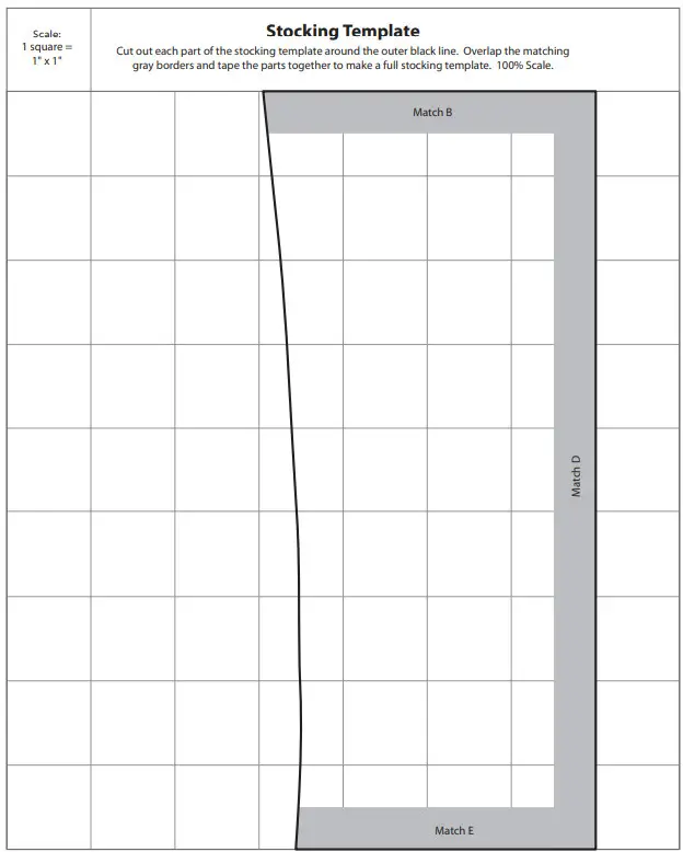 Fabric Editions Stocking Template - E