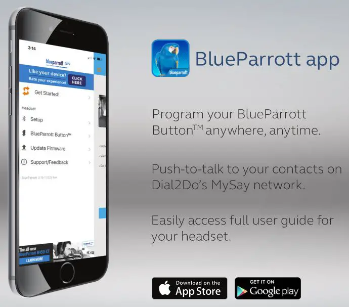 blueparrott M300-XT Noise-Canceling Mono Bluetooth Headset - BlueParrott app