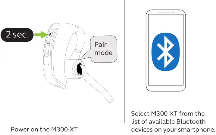 blueparrott M300-XT Noise-Canceling Mono Bluetooth Headset - How to pair