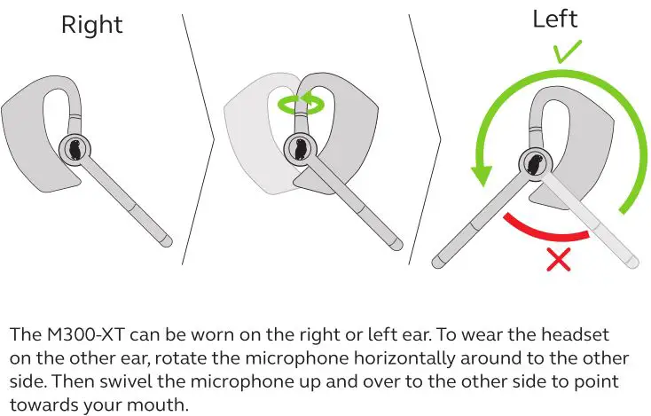 blueparrott M300-XT Noise-Canceling Mono Bluetooth Headset - How to wear 1