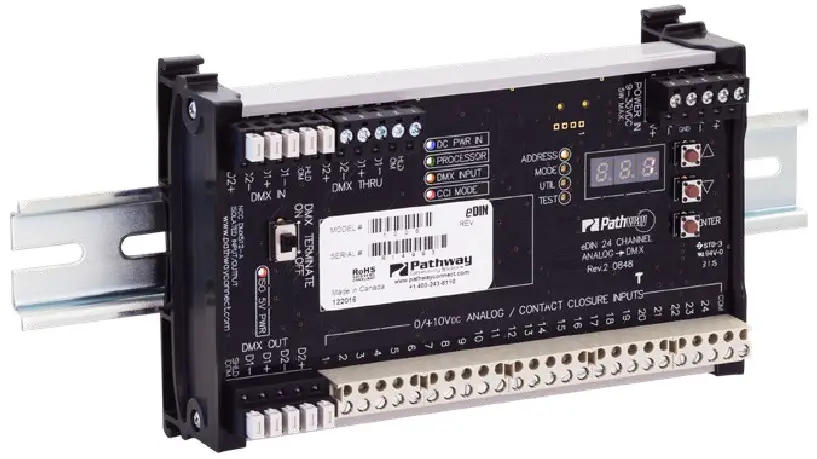 Pathway 1006 PWINF DIN A2D Analog to DMX 24 Channel eDIN Demultiplexer