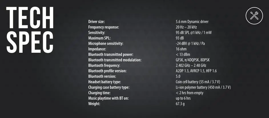 JBL Live 300TWS True Wireless in-Ear Headphones - TECH SPEC