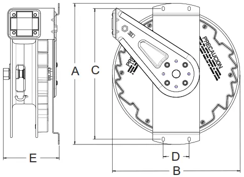 REELCRAFT RT402 OLP Series RT Spring Driven Hose Reels - Dimensions 1
