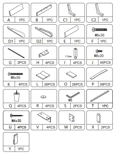 JAXPETY HG61K0965 80 Inch Modern King Size Leather Platform Bed Frame (3)