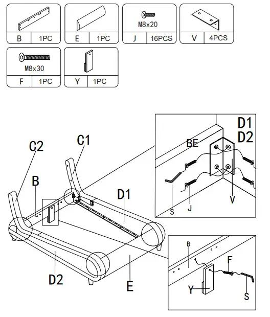JAXPETY HG61K0965 80 Inch Modern King Size Leather Platform Bed Frame (7)