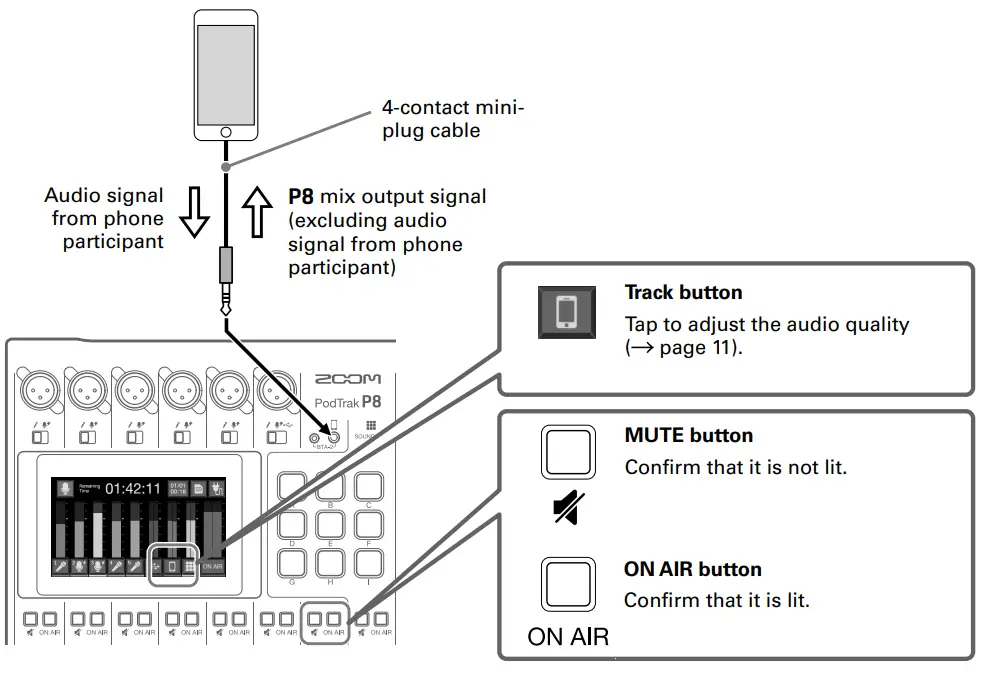 ZOOM Podtrak P8 Portable Multitrack Podcast Recorder - smartphones