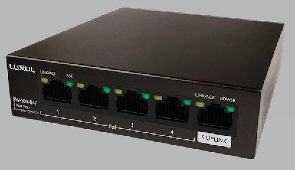 LUXUL SW-100-04P 4 Port Gb PoE+ Switch with Uplink 58W image