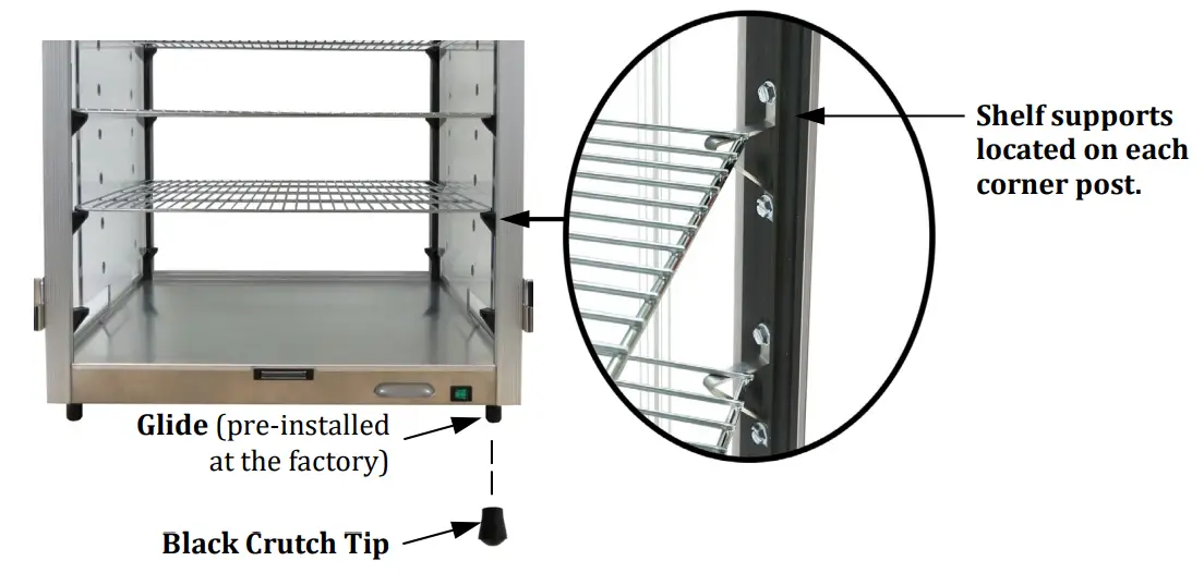GOLD MEDAL 5888 Portion Pak Cheese Warmer and Warming Cabinet - Black Crutch Tip