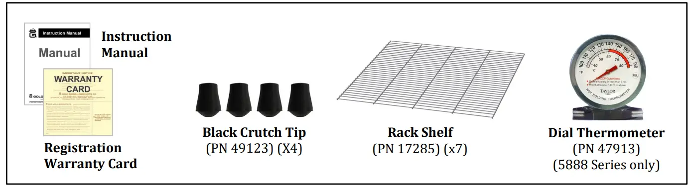 GOLD MEDAL 5888 Portion Pak Cheese Warmer and Warming Cabinet - Items Included with this Unit