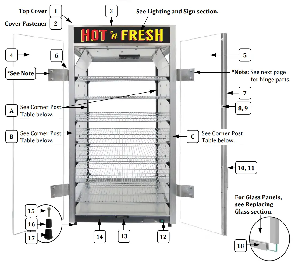 GOLD MEDAL 5888 Portion Pak Cheese Warmer and Warming Cabinet - Parts Breakdown