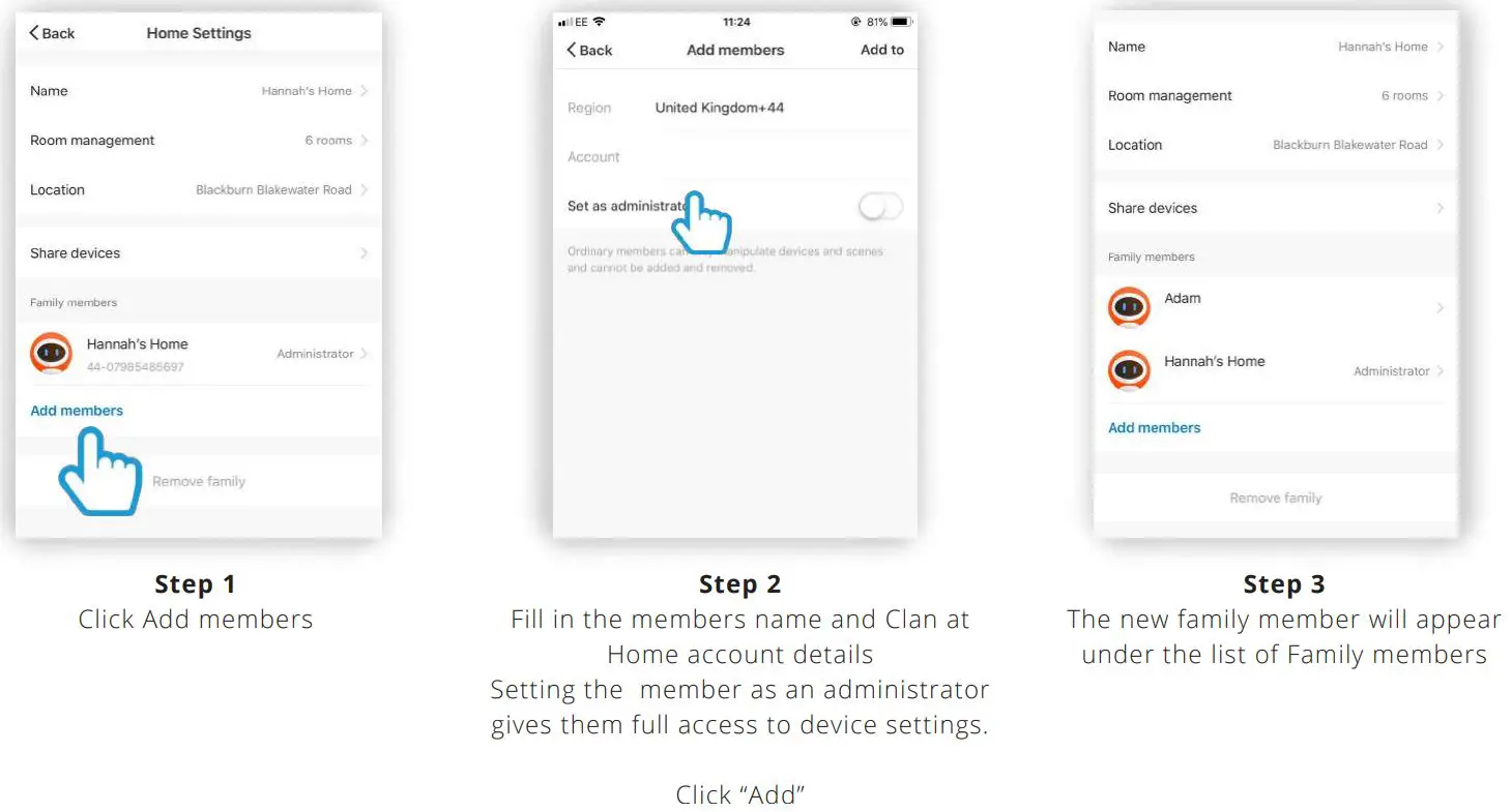 time2 Oscar 2 Outdoor Camera User Manual - Add a Family Member