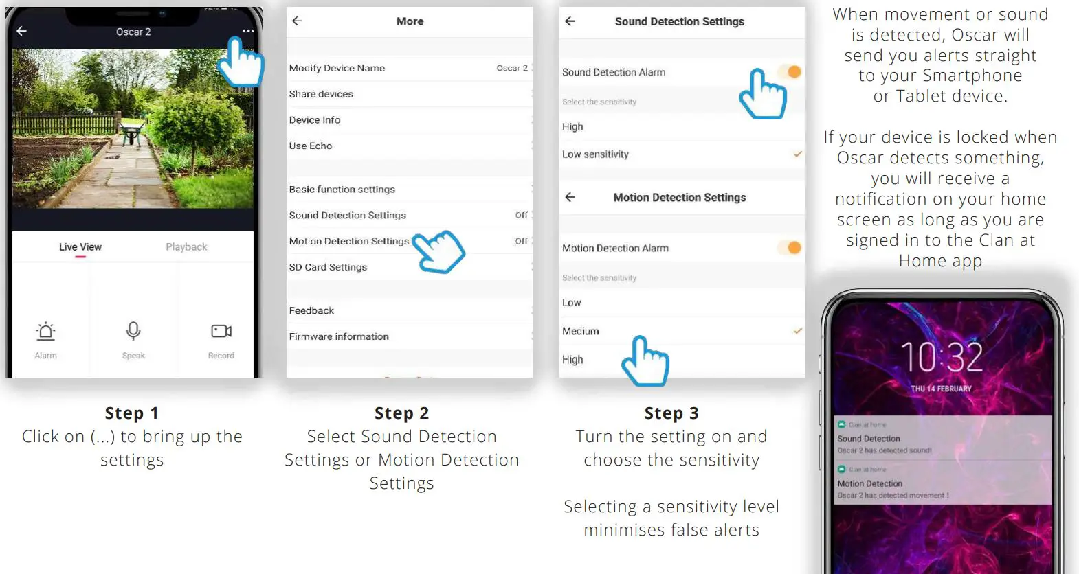time2 Oscar 2 Outdoor Camera User Manual - Motion and Sound Detection