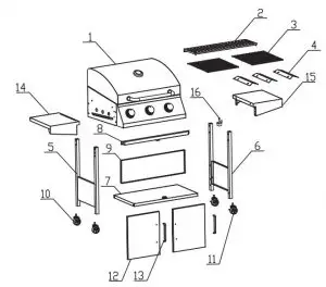 FIG 1 3 Burner Gas Grill