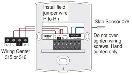 tekmar 519 Radiant Thermostat - Wiring Center 315 o