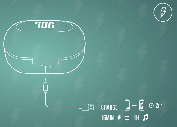 JBL Tune115 TWS True Wireless Earbuds - Charging