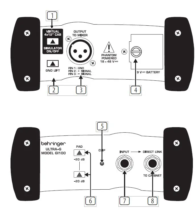 behringer ULTRA-G GI100 Professional Battery-Phantom Powered DI-Box-fig1