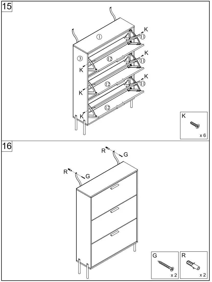 thdstatic Night Table Drawers and 6 Compartments Gold Metal Legs - figure 16