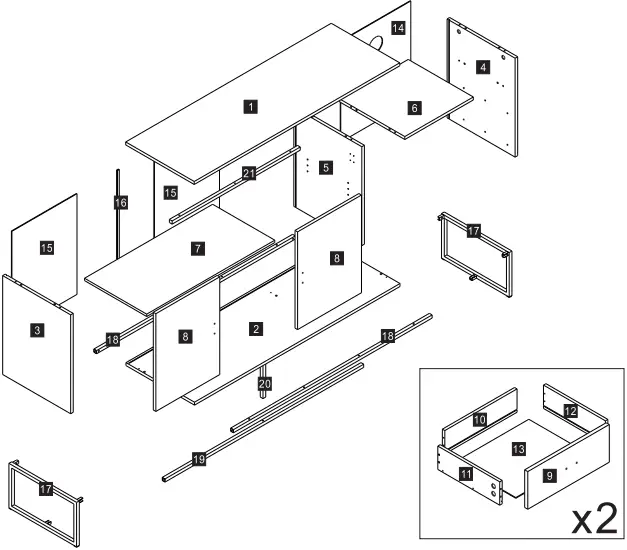 HOMEDEdepot 4725 inWhite TV Stand Wood Entertainment Center with 1Shelf - fig 1