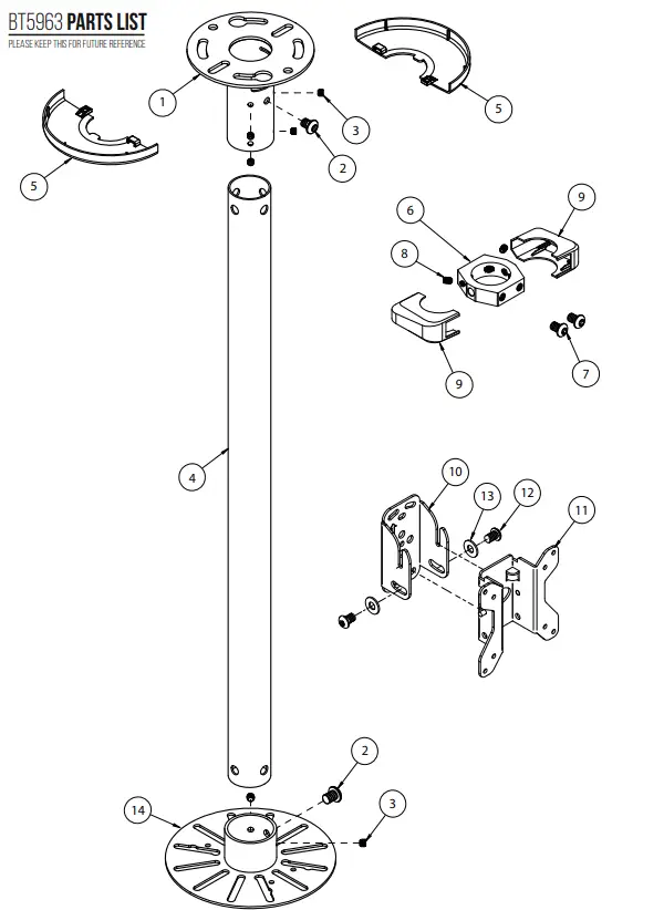 B-TECH-BT5963-CCTV-Ceiling-TV-Mount-1