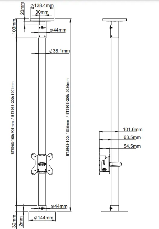 B-TECH-BT5963-CCTV-Ceiling-TV-Mount-17