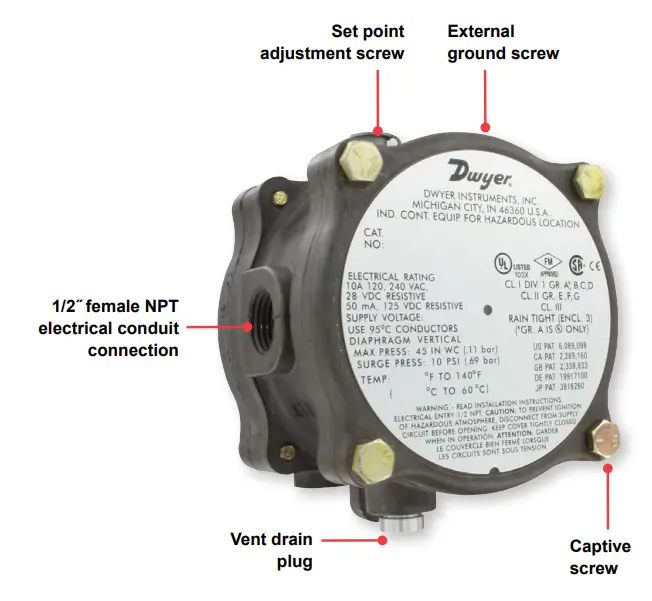 Dwyer-Series-1950G-Integral-Explosion-Proof-Pressure-Switches-FIG-1