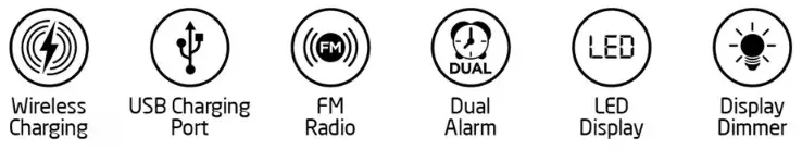 groove GV-WC06 Atlas Alarm Clock Radio with USB and Wireless Charging - SPECIFICATIONS