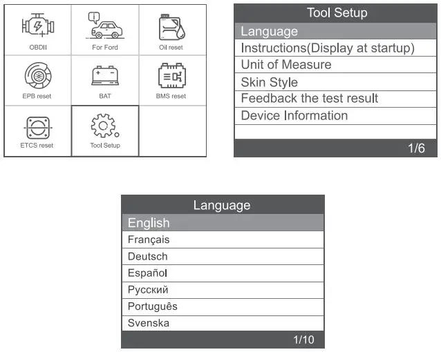 AUTOPHIX 5150 Car Auto Code Reader User Manual - Language