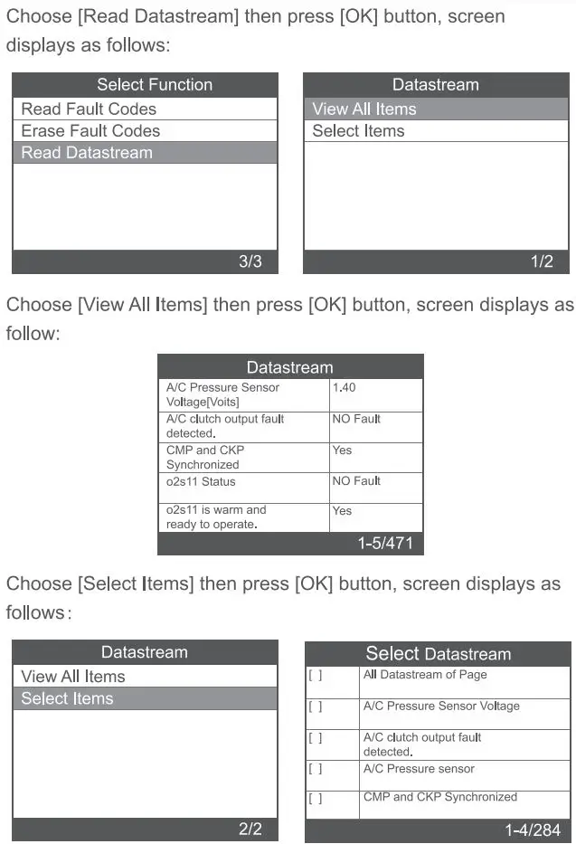 AUTOPHIX 5150 Car Auto Code Reader User Manual - Read Datastream