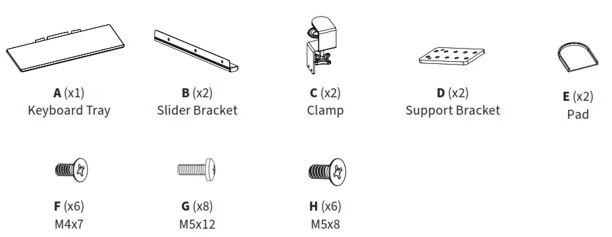 VIVO MOUNT KB05HA Light Wood or White Clamp on Height Adjustable Keyboard Tray - FIG2