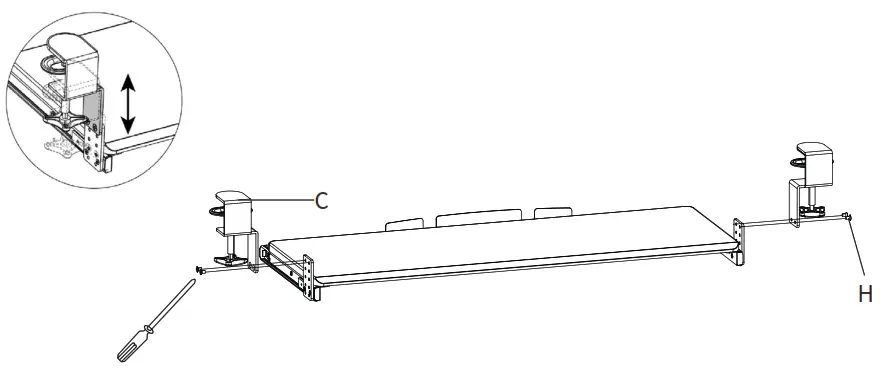 VIVO MOUNT KB05HA Light Wood or White Clamp on Height Adjustable Keyboard Tray - FIG5