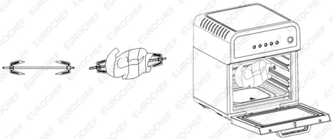 EuroChef EU-AF25 Digital Control Air Fryer - Roteserise