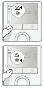 SIEMENS RDG110U Room Thermostat Instruction Manual - Changing from heating to cooling mode