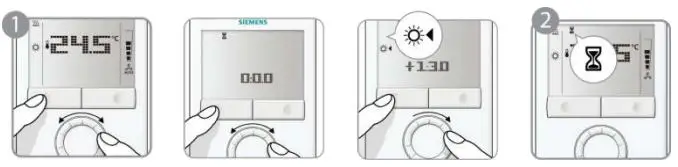 SIEMENS RDG110U Room Thermostat Instruction Manual - Temporary timer for extended presence or absence